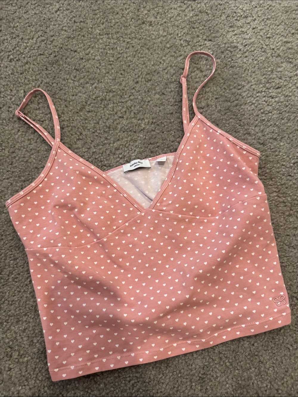 Sunday Best Pink Heart Print Cropped Cami